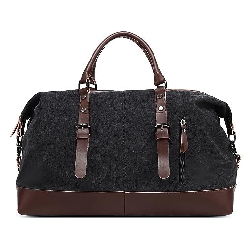 DORRISO Elegant Herren Reisetasche Grosse Kapazität Weekender Tasche 55L Handgepäck Tasche für Business Lässig Camping Wandern Draussen Leinwand Herren Sporttasche Schwarz von DORRISO