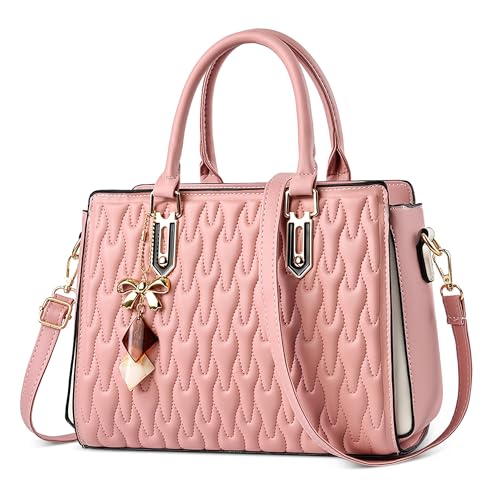 DORRISO Elegante Damen Handtaschen Henkeltaschen Anti-Dieb Mittel Groß Damen Umhängetasche Sicher Leicht Reisen Urlaub Einkaufen Party Büro Wasserdicht PU Leder Rosa von DORRISO