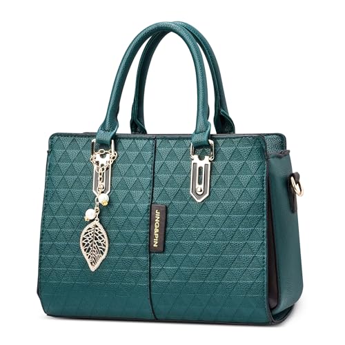 DORRISO Elegante Einfach Damen Handtaschen Henkeltaschen Anti-Dieb Mittel Groß Umhängetasche mit Anhänger Reisen Urlaub Einkaufen Party Büro Wasserdicht PU Leder Grün von DORRISO