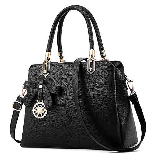 DORRISO Elegantes Damen Handtasche Ornamente Modisches Farbblock-Design Große Kapazität Umhängetasche Abnehmbarem Schulterriemen Casual Top Griff Design Tasche für Frauen Schwarz B von DORRISO