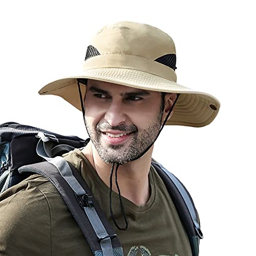 DORRISO Herren Breite Krempe Sonnenhut UV Schutz Cowboy Hut mit Kinnband Faltbar Wanderhut Leicht Reisen Urlaub Strandmütze Herren Campinghut Khaki DORRISO Herren Breite Krempe Sonnenhut UV Schutz Cowboy Hut mit Kinnband Faltbar Wanderhut Leicht Reisen Urlaub Strandmütze Herren Campinghut Khaki von DORRISO