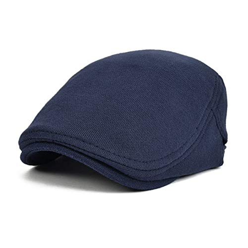 DORRISO Herren Flache Kappe Vintage Schirmmützen Herren Schiebermütze Driving Cabbie Fahrhut Newsboy Cap Reise Freizeit Urlaub Flat Cap Blau A von DORRISO