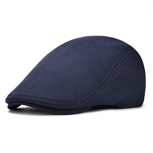 DORRISO Herren Flache Kappe Vintage Schirmmützen Herren Schiebermütze Driving Cabbie Fahrhut Newsboy Cap Reise Freizeit Urlaub Flat Cap Blau B von DORRISO