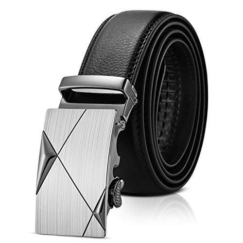 DORRISO Herren Gürtel Automatik Ledergürtel für Männer mit Reise Geschäft Komfortabel Freizeit Rindsleder Gürtel 4 CM Breit Leder gürtel 120CM 130CM Herren Gürtel Schwarz E von DORRISO