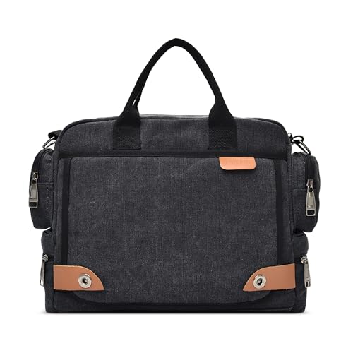 DORRISO Herren Umhängetasche 13.3 Zoll Laptop Kuriertasche für Herren Multifunktions Schultertasche Anti Diebstahl Segeltuch Tasche für Radfahren Reisen Lässig Sport Schwarz von DORRISO