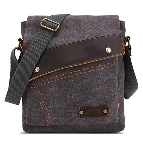 DORRISO Herren Umhängetasche Mode Leinwand Schultertasche Reise Schultertaschen Leicht Kuriertasche Casual Bequem Urlaub Camping Männer Kuriertasche Grau von DORRISO