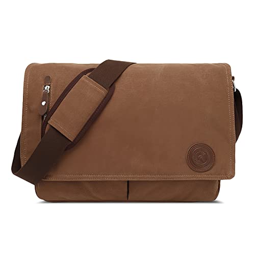 DORRISO Herren Umhängetasche Mode Leinwand Schultertasche Reise Schultertaschen für 15,6 Zoll Notebook Kuriertasche Casual Urlaub Camping Männer Kuriertasche Braun von DORRISO