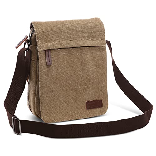 DORRISO Herren Umhängetasche Mode Schultertasche Leinwand Klein Schultertaschen Leicht Kuriertasche Casual Reise Urlaub Camping Männer Kuriertasche Khaki von DORRISO