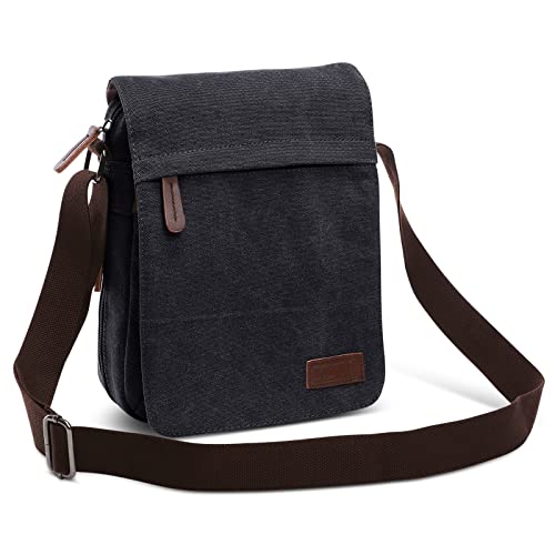 DORRISO Herren Umhängetasche Mode Schultertasche Leinwand Klein Schultertaschen Leicht Kuriertasche Casual Reise Urlaub Camping Männer Kuriertasche Schwarz von DORRISO