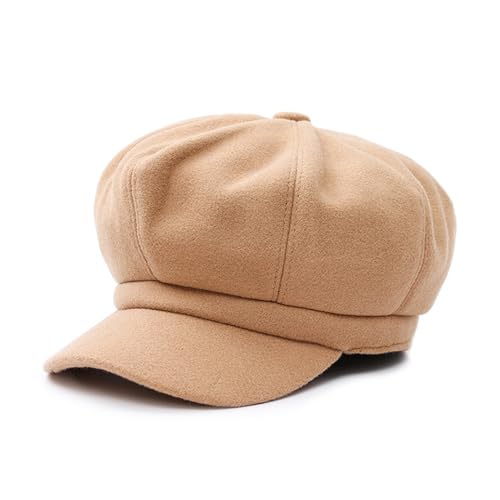 DORRISO Mode Damen Baske Baskenmütze Gestrickte Schirmmütze Frühling Herbst Winter Mütze Weiche Maler Mütze Barett Mütze Achteckiger Hut 54-60CM Gelb A von DORRISO