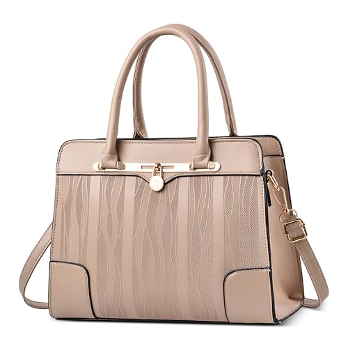 DORRISO Mode Damen Henkeltasche PU Leder Lässig Elegante Handtasche mit Mehreren Taschen Schultertasche für Reise Urlaub Business Nachmittagstee Einkaufen Damen Klassische Kuriertaschen Khaki B von DORRISO