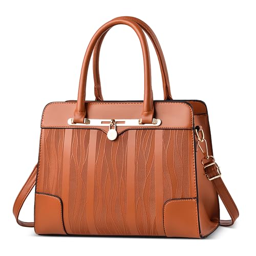 DORRISO Mode Damen Henkeltasche PU Leder Lässig Elegante Handtasche mit Mehreren Taschen Schultertasche für Reise Urlaub Business Nachmittagstee Einkaufen Damen Klassische Kuriertaschen Orange von DORRISO