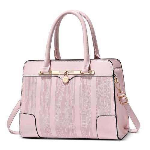 DORRISO Mode Damen Henkeltasche PU Leder Lässig Elegante Handtasche mit Mehreren Taschen Schultertasche für Reise Urlaub Business Nachmittagstee Einkaufen Damen Klassische Kuriertaschen Rosa von DORRISO
