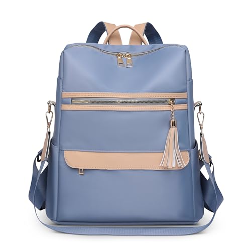 DORRISO Mode Damen Rucksack Elegant Umhängetaschen Damen Reise Anti Dieb Schultaschen Leichtgewicht Einfach für Büro Urlaub Einkaufen Wasserdicht Polyester Blau von DORRISO
