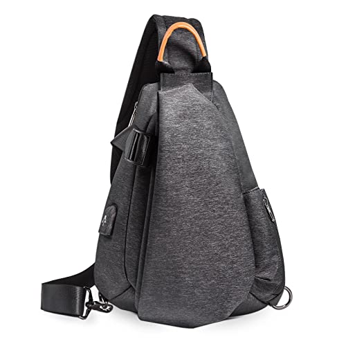 DORRISO Mode Herren Brusttasche Elegant Umhängetasche USB-Anschlussdesign Reise Schultertasche Casual Sporttasche Urlaub Wandern Tragbar Schultertaschen Männer Kleine Kuriertaschen Schwarz von DORRISO