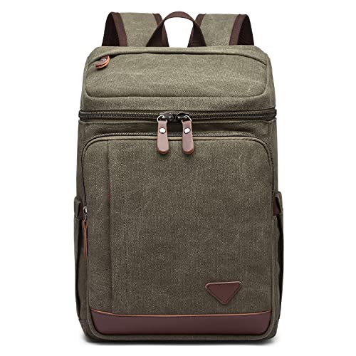 DORRISO Mode Herren Laptop Rucksack Jungen Schulrucksack Teenager Groß Daypacks Reise Laptop Rucksack für 15.6 Zoll Laptop Business Casual Herren Bergsteigen Canvas L Rucksack Grün von DORRISO