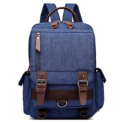 DORRISO Mode Herren Rucksack Sling Bag Vintage Daypack für 10,9 Zoll iPad mit Griff Mehrere Taschen Brusttasche Backpack für Reise Lässig Einkaufen Wandern Wasserdicht Herren Kuriertaschen Blau von DORRISO