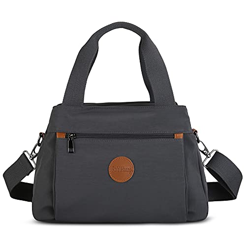 DORRISO Mode Umhängetasche Damen Canvas Handtasche Reise Schultertasche Casual Multifunktionale Umhängetaschen Groß Kapazität Schultertasche Leichte Damen Reise Umhängetasche Grau A von DORRISO