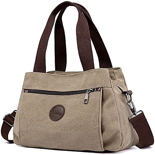 DORRISO Mode Umhängetasche Damen Canvas Handtasche Reise Schultertasche Casual Multifunktionale Umhängetaschen Groß Kapazität Schultertasche Leichte Damen Reise Umhängetasche Khaki DORRISO Mode Umhängetasche Damen Canvas Handtasche Reise Schultertasche Casual Multifunktionale Umhängetaschen Groß Kapazität Schultertasche Leichte Damen Reise Umhängetasche Khaki von DORRISO