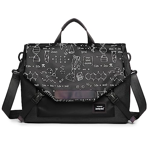 DORRISO Mode Umhängetasche Damen Herren Casual 14 Zoll Laptoptasche mit Gepäckgurt Arbeitstasche für Reisen Lässig Schule Outdoor Wasserdicht Nylon Herren Messenger Bag Schwarz A von DORRISO