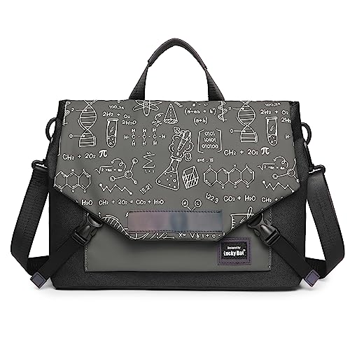 DORRISO Mode Umhängetasche Damen Herren Casual 14 Zoll Laptoptasche mit Gepäckgurt Arbeitstasche für Reisen Lässig Schule Outdoor Wasserdicht Nylon Herren Messenger Bag Schwarzgrau von DORRISO