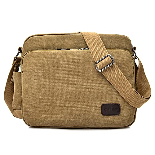 DORRISO Mode Umhängetasche Herren Schultertasche Canvas Schultertaschen Männer Casual Reise Bergsteigen Schultertasche Kuriertasche Khaki von DORRISO