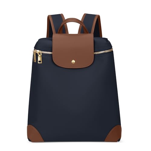 DORRISO Modisch Damen Rucksack Umhängetaschen Anti-Dieb Leichtgewicht 13.3 Zolls Laptop Schultaschen Einfach für Büro Reise Urlaub Einkaufen Jugend Studenten Wasserdicht Polyester Blau Braun M von DORRISO