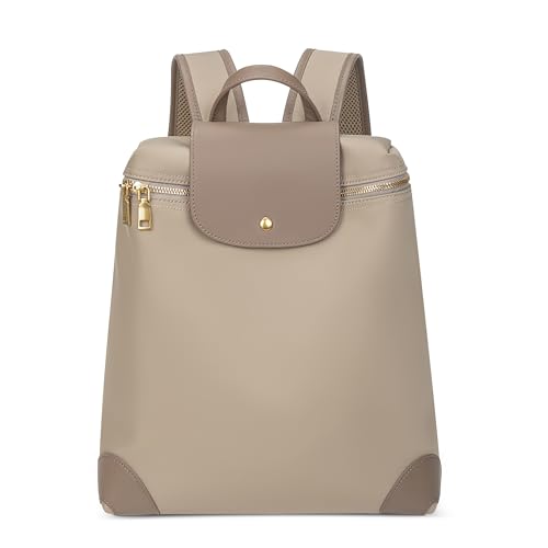 DORRISO Modisch Damen Rucksack Umhängetaschen Anti-Dieb Leichtgewicht 13.3 Zolls Laptop Schultaschen Einfach für Büro Reise Urlaub Einkaufen Jugend Studenten Wasserdicht Polyester Khaki Braun M von DORRISO