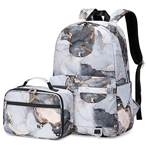 DORRISO Niedliche Mädchen Schulrucksack Teenager Schultasche mit Bento Bag 2-teiliges Set Tagesrucksack Campus Rucksäcke Reise Schule Bag 15.6 Zoll Laptop Tasche Daypacks Schwarz von DORRISO