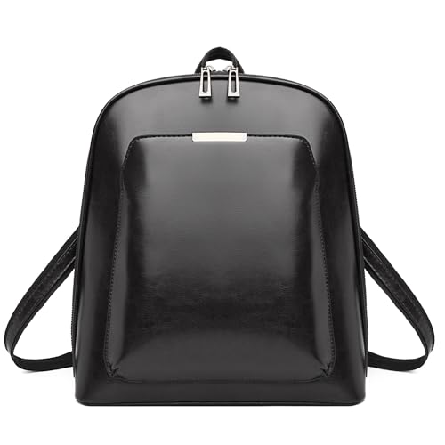 DORRISO Rucksack Damen Mode Reiserucksack - Mittel Wasserdichter PU Leder 3 in 1 Leichtgewicht Praktische Mehrfachtasche für Beruf Reise Schule Casual Büro Schwarz von DORRISO