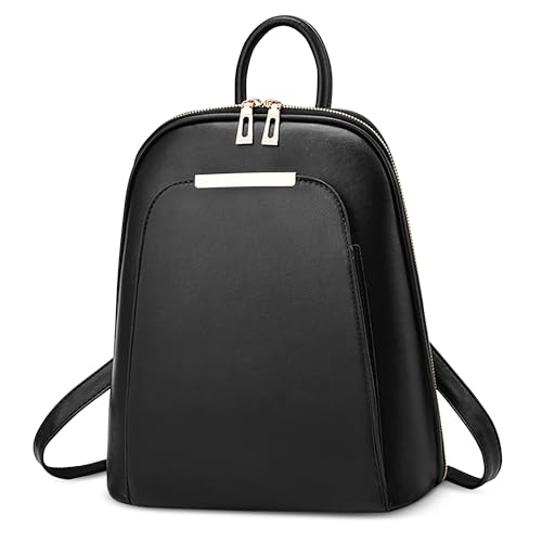 DORRISO Rucksack Damen Mode Schulrucksack Umhängetaschen Reise Rucksack Damen Cityrucksack Leichtgewicht Wasserdicht PU Leder für Freizeit Büro Urlaub Einkaufen Schwarz von DORRISO