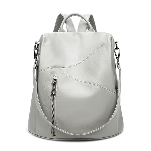 DORRISO Rucksack für Damen Anti Dieb Umhängetaschen Reise Leader Schulrucksack Damen Cityrucksack Leichtgewicht Wasserdicht Große Kapazität für Freizeit Büro Urlaub Einkaufen Hellgrau von DORRISO