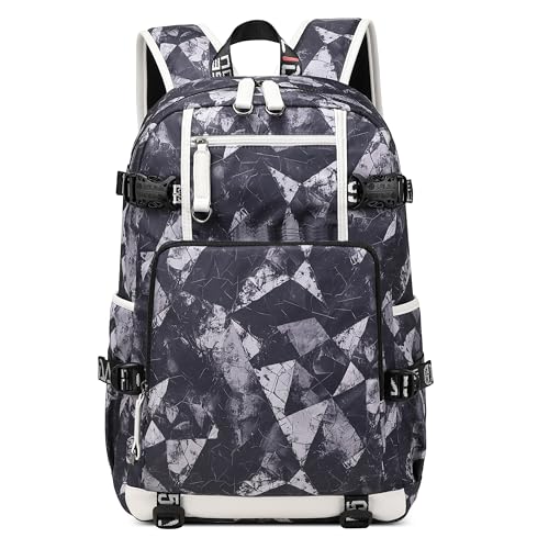 DORRISO Schulrucksack 15.6 Zoll Laptop Rucksack wasserdicht, Leichter Tagesrucksack mit USB Anschluss, Anti-Diebstahl Mehrere Taschen Atmungsaktiv für Jungen Studenten Schwarz von DORRISO