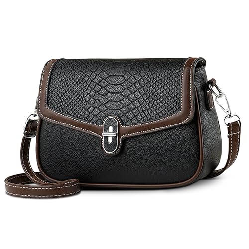DORRISO Stilvolle Crossbody Umhängetasche für Damen Handtasche Mittelseitenbeutel Leichtes Schlingenbeutel Casual Schultertaschen Henkeltaschen Multi Tasche Wasserdicht PU Leder Schwarz von DORRISO