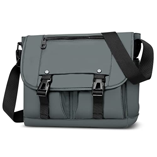 DORRISO Umhängetasche Herren Schultertasche Mode Schultertaschen Kuriertasche Wasserdichtes Casual Reise Schule Schultertasche für 12.9 Zoll Laptop Männer Kuriertasche Laptoptasche Grau von DORRISO