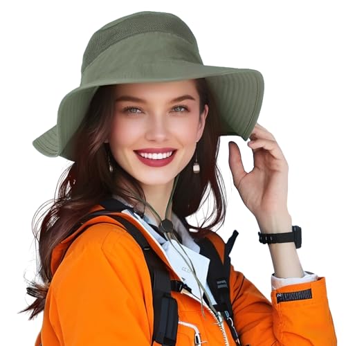 DORRISO Gartenhut Herren Damen Hut Buschhut Safarihut Sonnen Hut Unisex UV Schutz UPF 50+ Fischerhut Buschhüte Bergsteigen Campinghut Trekking Radfahren Wandern Hellgrün von DORRISO