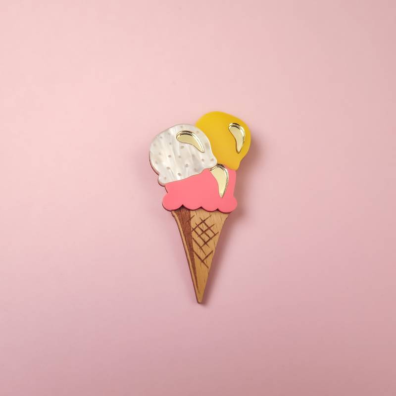 Bunte Eis Brosche Laser Cut Acryl & Sperrholz von DORUZOVA