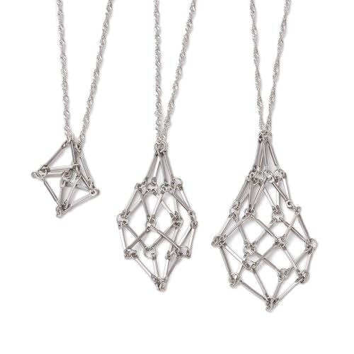 3 Stück/Set Edelstahl-Halskette mit leerem Käfig-Design, Kristall-Halter, Halskette, Geschenk mit einzigartigem Design für Männer, Damen, Mädchen, Party-Kette 3 Stück/Set Edelstahl-Halskette mit leerem Käfig-Design, Kristall-Halter, Halskette, Geschenk mit einzigartigem Design für Männer, Damen, Mädchen, Party-Kette von DOSERTY
