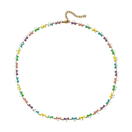 DOSERTY Bunte Schmetterlings-Schlüsselbeinkette für Damen, Edelstahl-Halskette mit süßem, coolem Charm, verstellbare Länge, Halskette für Damen, Large, Wie beschrieben, Wie beschrieben von DOSERTY