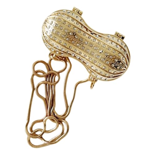 DOSERTY Damen Lippenstift-Tasche, Erdnussform, Umhängetasche, Kettenriemen, Schulterriemen, klein, dekorativ, schöne Kuriertasche, Schulterriemen, Erdnussförmige Lippenstifte, gold, One Size DOSERTY Damen Lippenstift-Tasche, Erdnussform, Umhängetasche, Kettenriemen, Schulterriemen, klein, dekorativ, schöne Kuriertasche, Schulterriemen, Erdnussförmige Lippenstifte, gold, One Size von DOSERTY