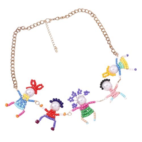 DOSERTY Elegante verstellbare Charakter-Halskette, einzigartige Figur, Anhänger, Halskette, Nachahmung, Perlen, Hals-Kette, Schlüsselbein-Kette, Charm, eleganter verstellbarer Charakter von DOSERTY