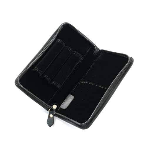 DOSERTY Füllfederhalter/Stifteetui, 3 geteilte Fächer, Federmäppchen, große Kapazität, Schreibwaren-Tasche, Organizer, Schwarz von DOSERTY
