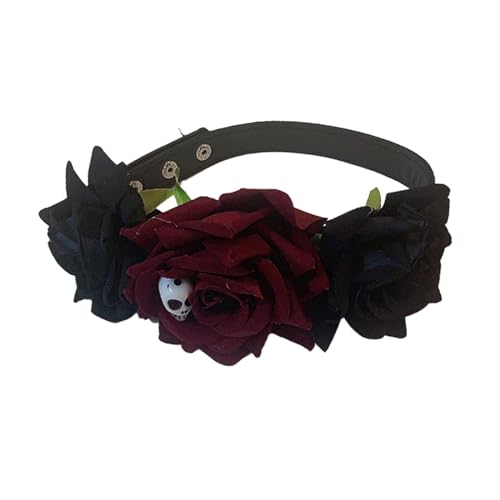 DOSERTY Halloween-Halskette mit Spinnennetz-Rose, Y2K, Gothic-Stil, personalisierbar, übertriebenes Halsband, kurze Schlüsselbeinkette, Damenschmuck, Rosen-Halskette, Blume, Einheitsgröße, Wie von DOSERTY