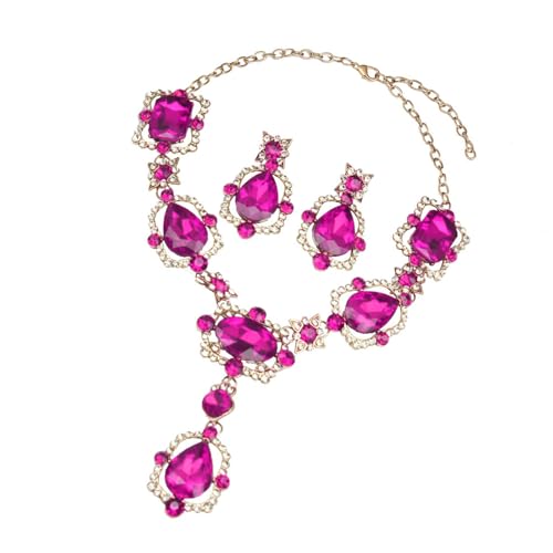 DOSERTY Kristall-Edelstein-Schmuck mit Halskette und Ohrringen für Frauen, die europäischen Stile und funkelnde Kristall-Ohrringe suchen, Einheitsgröße, Wie beschrieben, Wie beschrieben von DOSERTY
