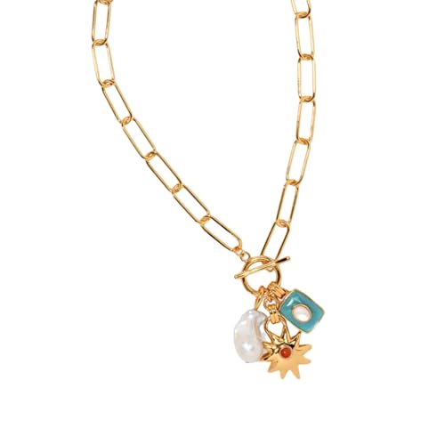 DOSERTY Modische, bunte Anhänger-Halskette verleiht jedem Outfit, das Sie besitzen, eleganten Charme, für den täglichen Gebrauch, Freizeit, Büro, Halskette, Einheitsgröße, Wie beschrieben, Wie von DOSERTY