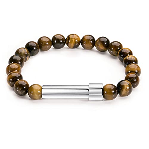 DOSERTY Naturstein-Armband, 8 mm, Perlen für Damen, Herren, Mädchen, Damen, dehnbar, Perlenarmreif, Geburtstag, Party, Geschenk, Vulkanstein, Achat, Tigerauge, Kristall, charmanter Schmuck für Damen von DOSERTY