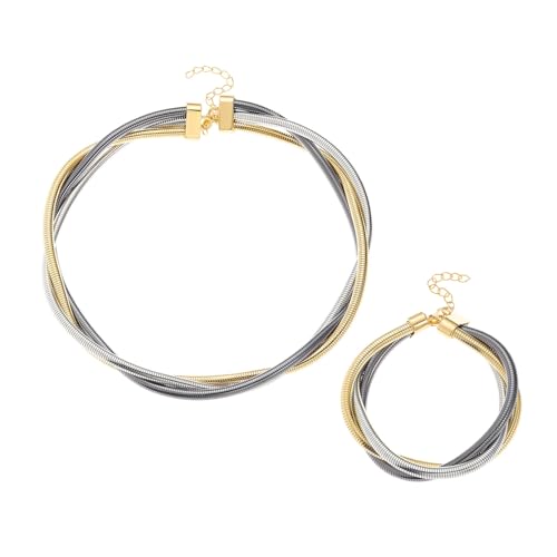 DOSERTY Praktische Halskette, Punk-Schmuck, Punk, geometrisches Metall-Schmuck-Set mit mehrlagiger Kette, geometrische Halskette, Einheitsgröße, Wie beschrieben, Wie beschrieben von DOSERTY