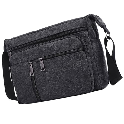 DOSERTY Praktische Umhängetasche aus Segeltuch mit verstellbarem Riemen, geräumige Umhängetasche, mehrere Fächer, Handtasche für den täglichen Gebrauch, lässige Handtasche, Schwarz , One Size DOSERTY Praktische Umhängetasche aus Segeltuch mit verstellbarem Riemen, geräumige Umhängetasche, mehrere Fächer, Handtasche für den täglichen Gebrauch, lässige Handtasche, Schwarz , One Size von DOSERTY