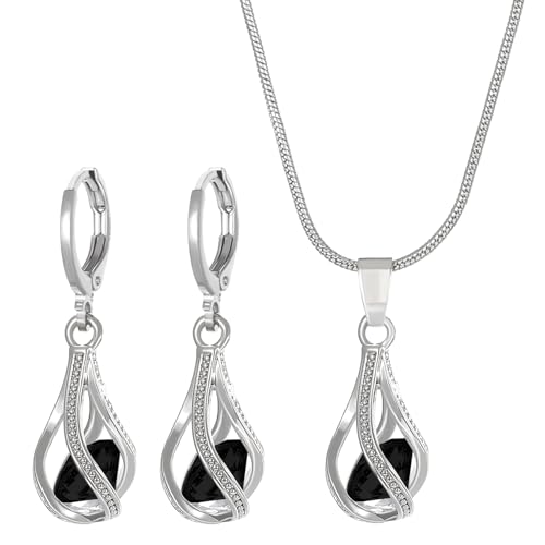 DOSERTY Schmuck-Set mit kubischen Zirkonia-Kristallen, Halskette und Ohrringen, für modische Damen, formelle Anlässe, Einheitsgröße, Wie beschrieben, Wie beschrieben von DOSERTY