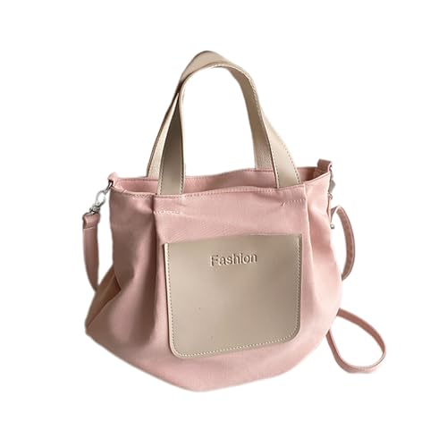 DOSERTY Trendige Canvas-Umhängetasche mit Reißverschluss, großes Fassungsvermögen, Tragegriff oben und Ledertasche, gespleißte Canvas-Schulter, B, One Size von DOSERTY